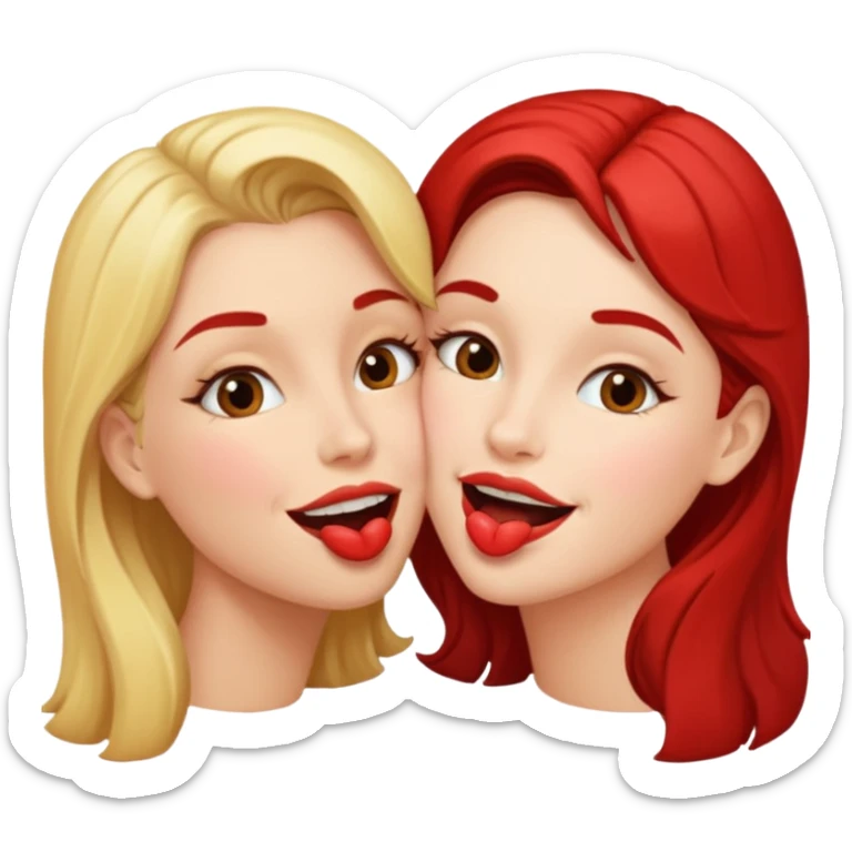 woman kissing another woman on the mouth sticker
