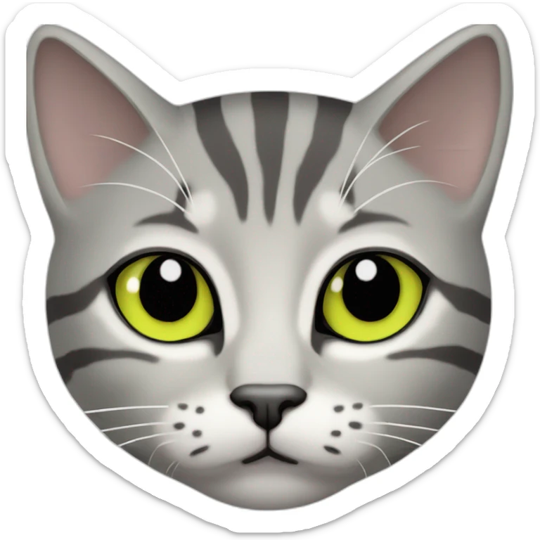 light gray tabby cat with white stripes domestic short hair with yellow green blue eyes and black pupil sleeping sticker