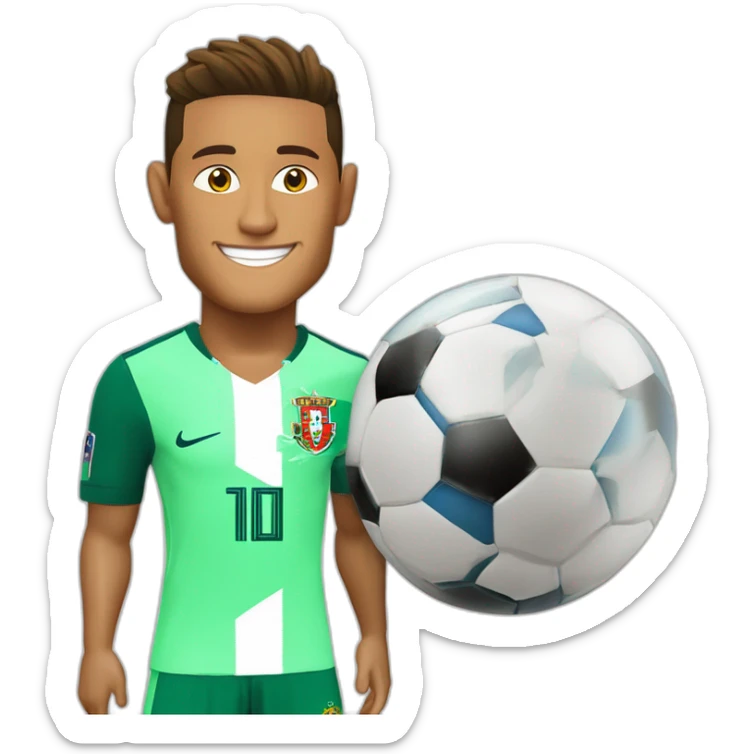 neymar jr e cristiano ronaldo com a copa do mundo com a camisola de portugal sticker
