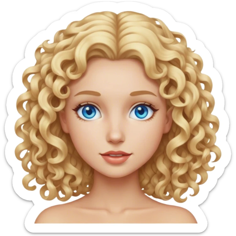 Hot blonde female with curly hair and blue eyes. also has a slim face design sticker