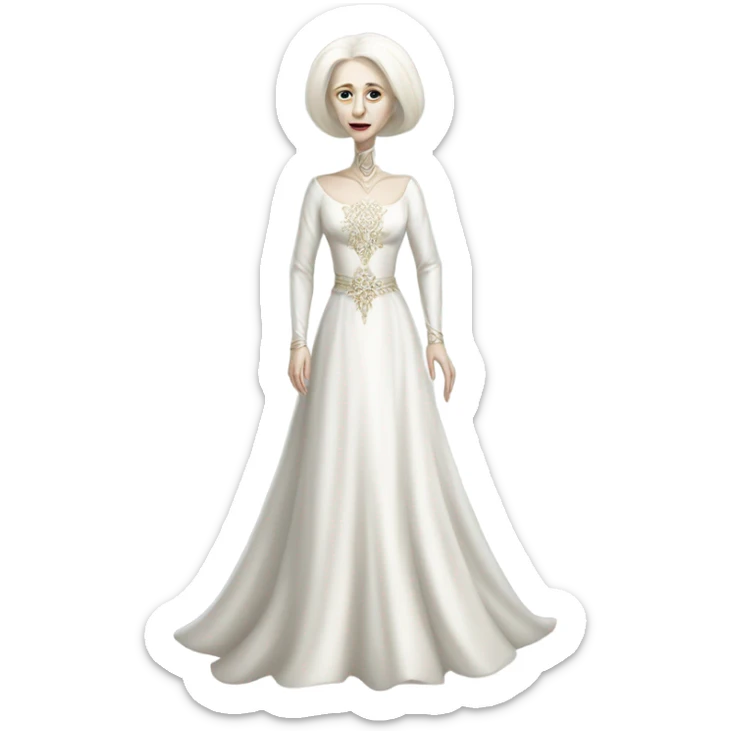 a white alien woman full body in Romanov dress sticker