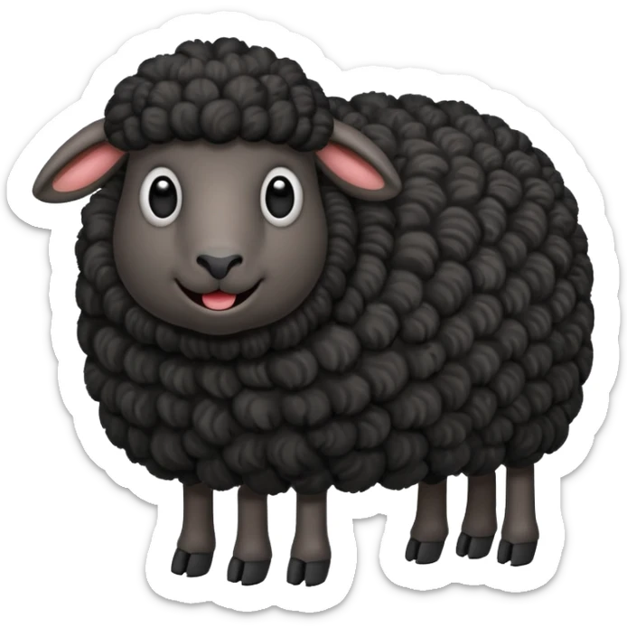 Oveja negra con el cuerpo entero de lado y cara graciosa  sticker
