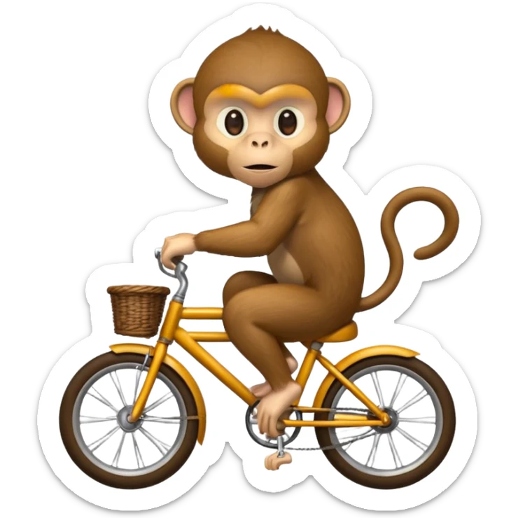 monkey sitting as if he was on a bike but no bike sticker