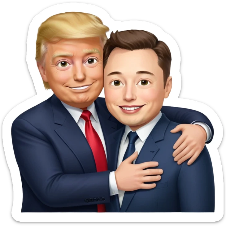 Donald trump and Elon musk in warm embrace sticker