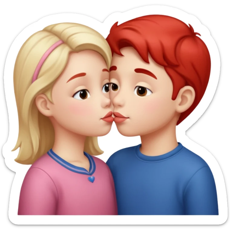 Des enfants qui se font un bisou sur la bouche sticker