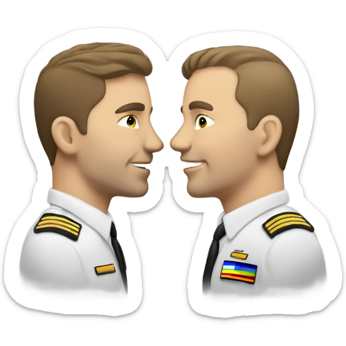 2 Caucasian male gay pilots kissing sticker