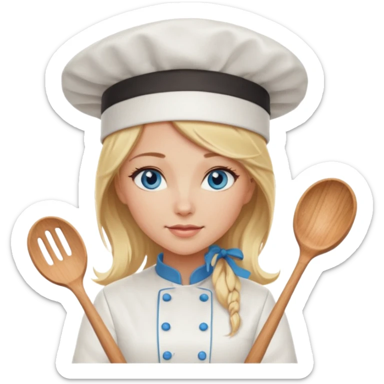 Sexy Long Blonde hair blue eyed female chef sticker