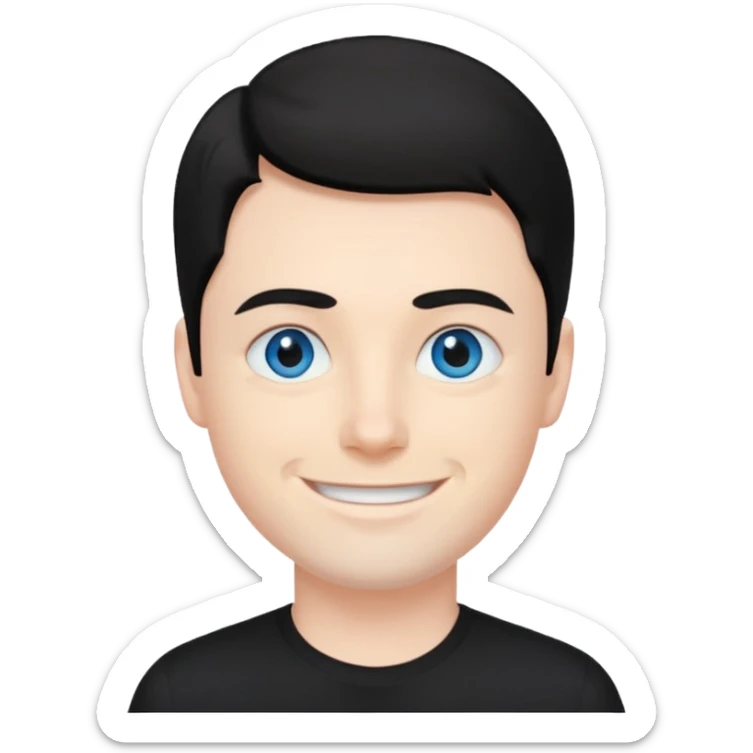 Neil McCormick from Mysterious Skin with blue eyes, black hair, black shirt sticker