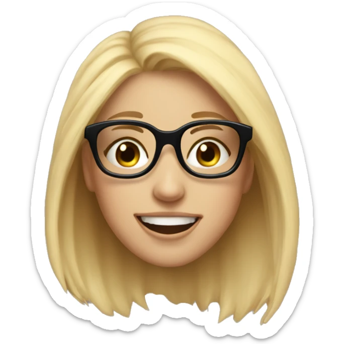 Blonde girl wearing black glasses jumps out of present sticker
