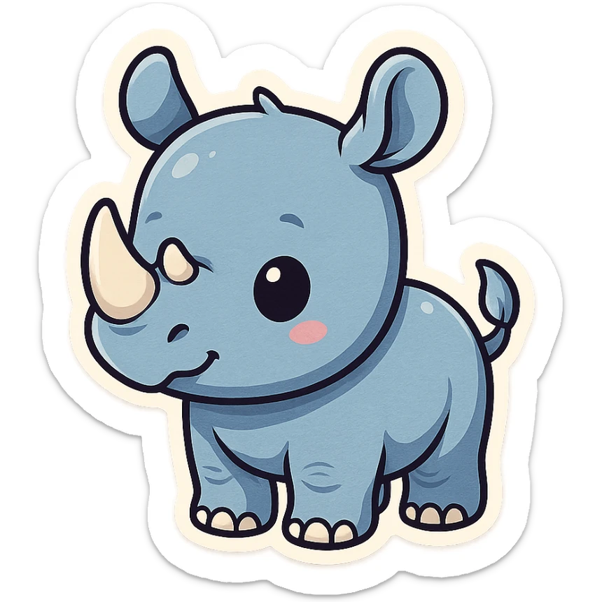 cute blue baby rhinoceros sticker