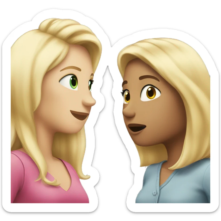 A blond woman talking to another woman with blond hair sticker