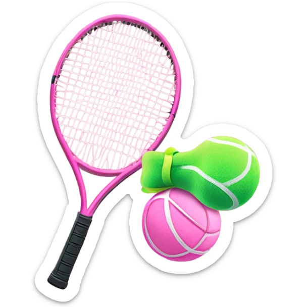 Pink ball pink gym ruban and pink tennis racket sticker