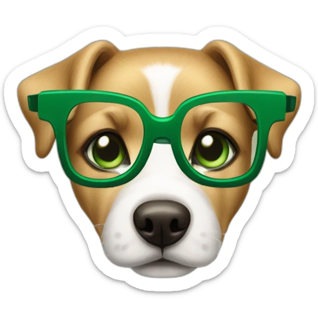 bege-and-white-dog-with-green-eyes-and-glasses-and-green-bow sticker
