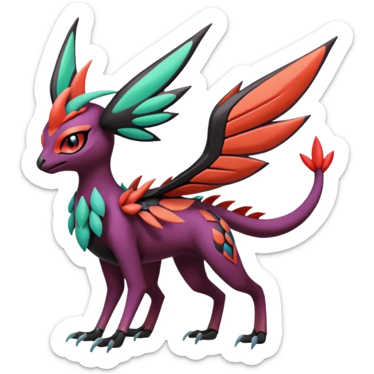 Meloetta-Noivern-Yveltal-Pokémon-Fakémon-fusion-hybrid-creature sticker