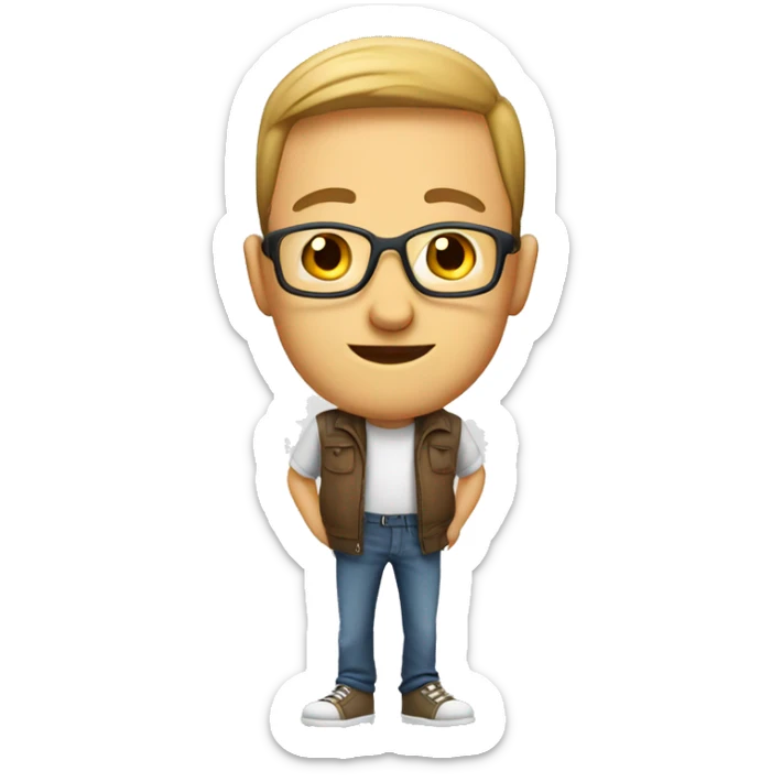 male portrait in casual attire cartoon sticker