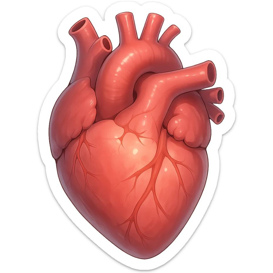 realistic anime heart, smooth gradients, lifelike shine, gentle glow, anime style sticker