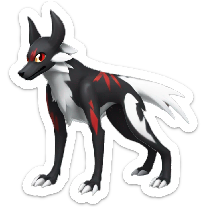 Black Cool Edgy Sergal-Houndoom-Fakémon  with White and Red Edgy markings sticker