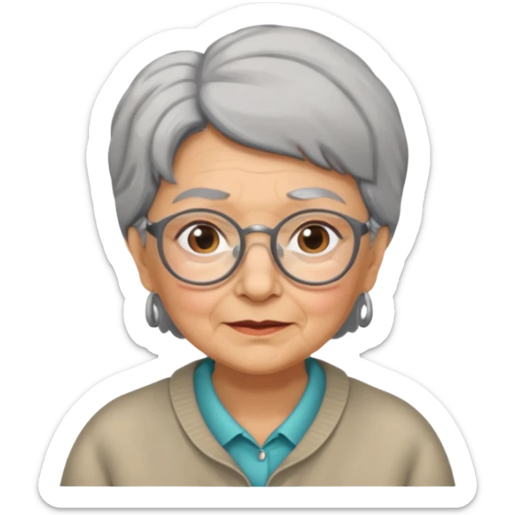 grandmother with glasses and gray hair, grizzle sticker