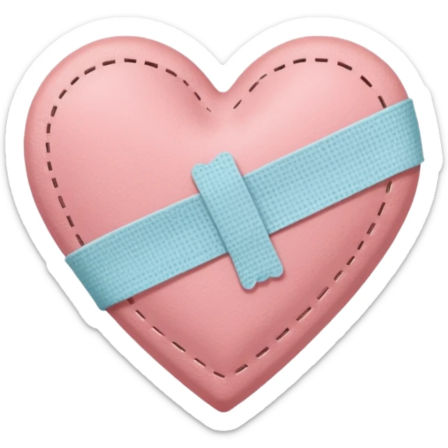 A minimalist pastel illustration of a heart with a small bandage, inspired by the ❤️‍🩹 emoji. Soft pastel colors — dusty pink sticker