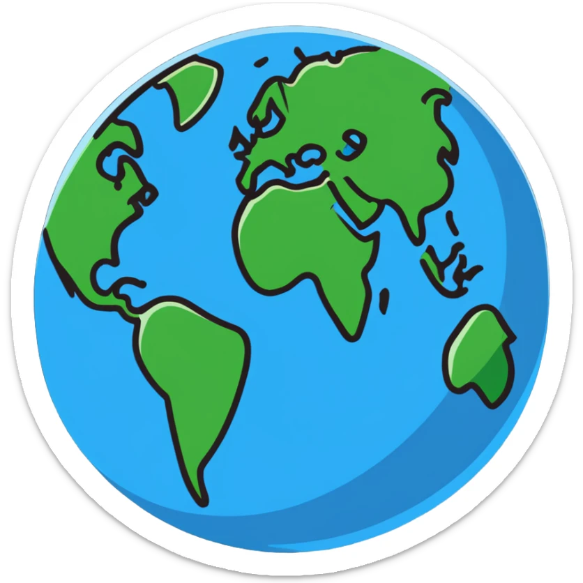Globe of Earth with landmasses forming the number 812 sticker