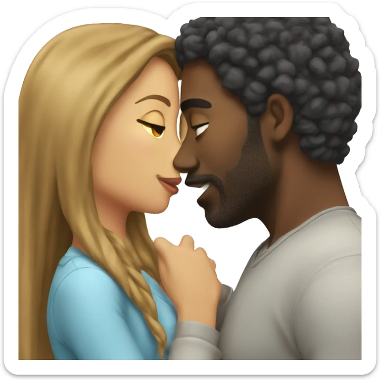 Black man kissing brunette long hair woman sticker
