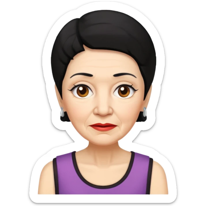 Old Women In Sleeveless, black hair, funky. sticker