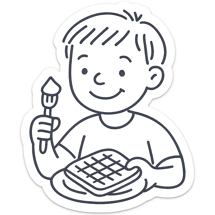 A boy named Maxim who loves to eat waffles with sour cream sticker
