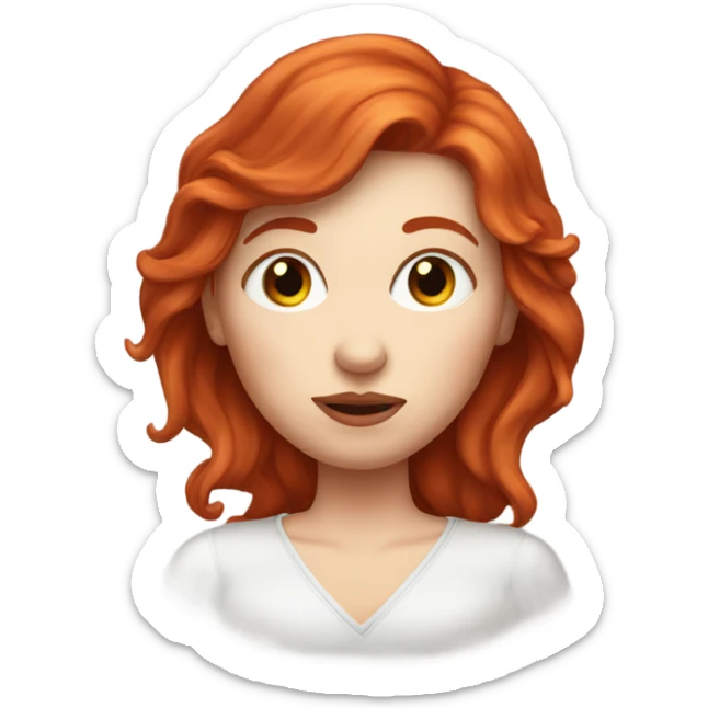 Red haired woman with fair skin giving a kiss face sticker