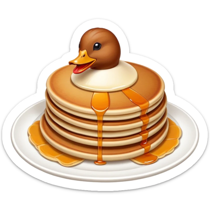 Beijing Peking Duck with crispy skin and pancakes, simplified emoji style with bold outlines and bright colors, cartoon style China's national dish sticker