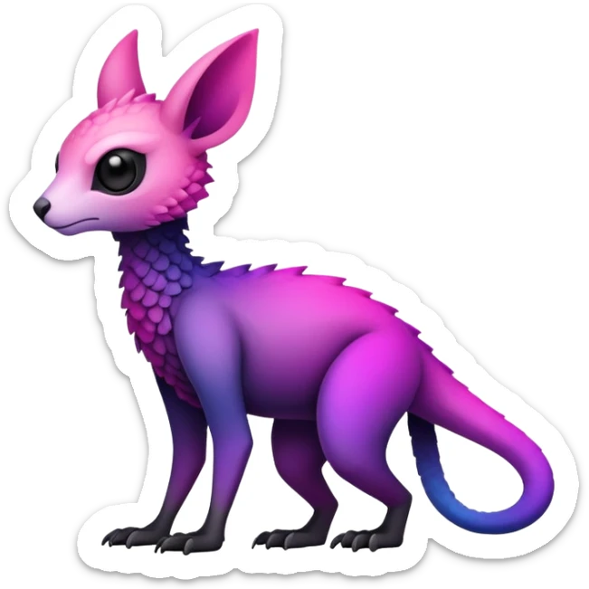 Cool Edgy Black-pink-purple-gradient Trico-animal-creature full body sticker