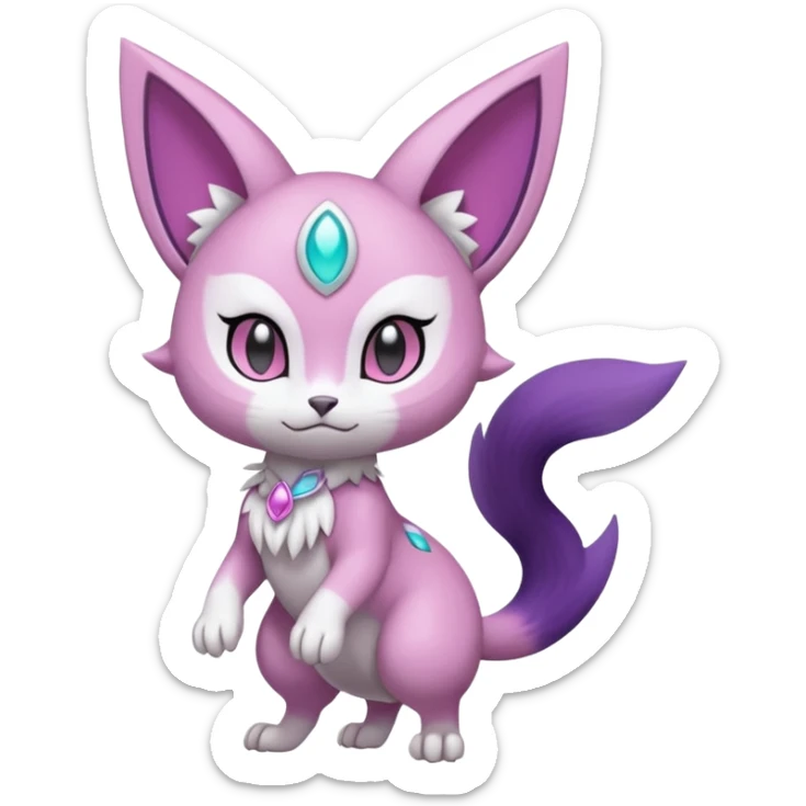 Smooth Soft Dark Pastel Meloetta-Purrloin-Gatomon-Trico-Pokémon-Digimon-Fakémon-fusion-hybrid-creature sticker