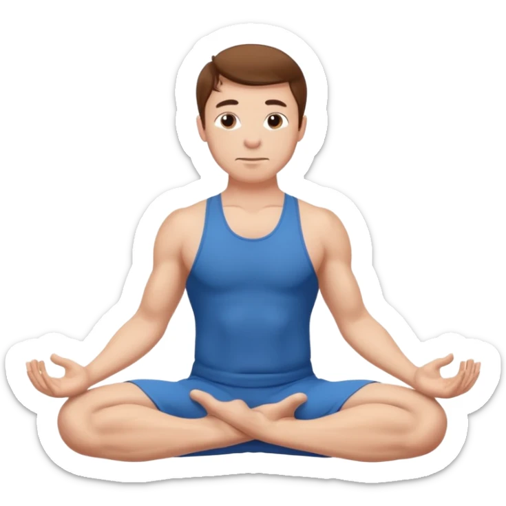 Adult man with short brown hair doing cow position yoga sticker