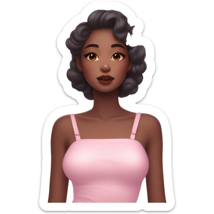 Gorgeous pastel lady with blushing face and butterflies aesthetic trending style sticker