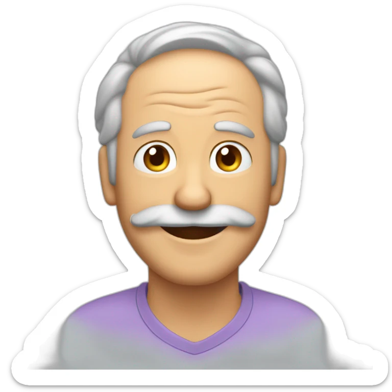 Hombre de 50 años de edad con cabello pelo largo y bigote sonriendo sticker