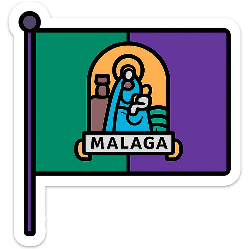 minimalist icon of the Malaga flag, focusing on the main elements and colors sticker