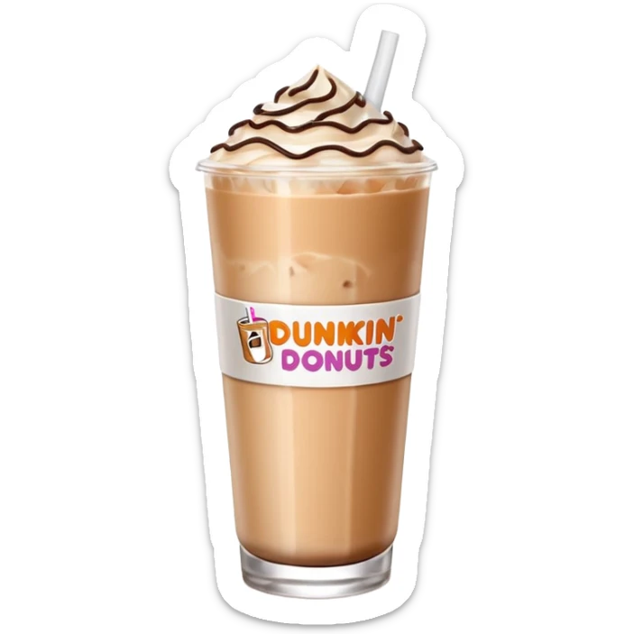 Dunkin’ Donuts iced latte with a carton of coffee milk next to it sticker