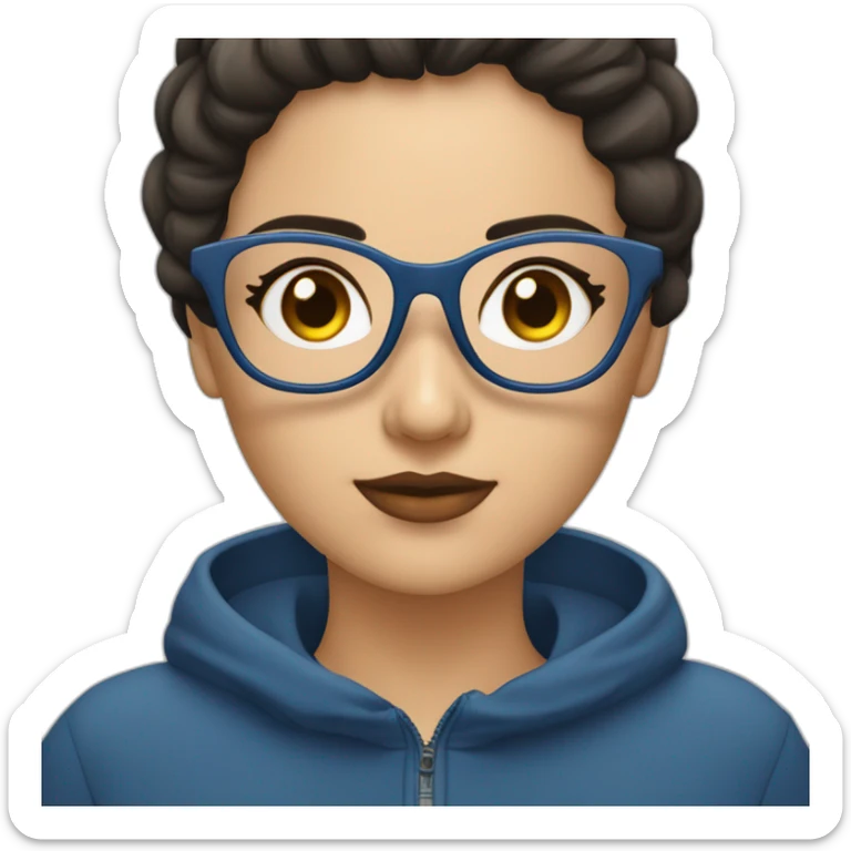 Mujer morena, gordita, gafas azules, ojos oscuros, militar sticker