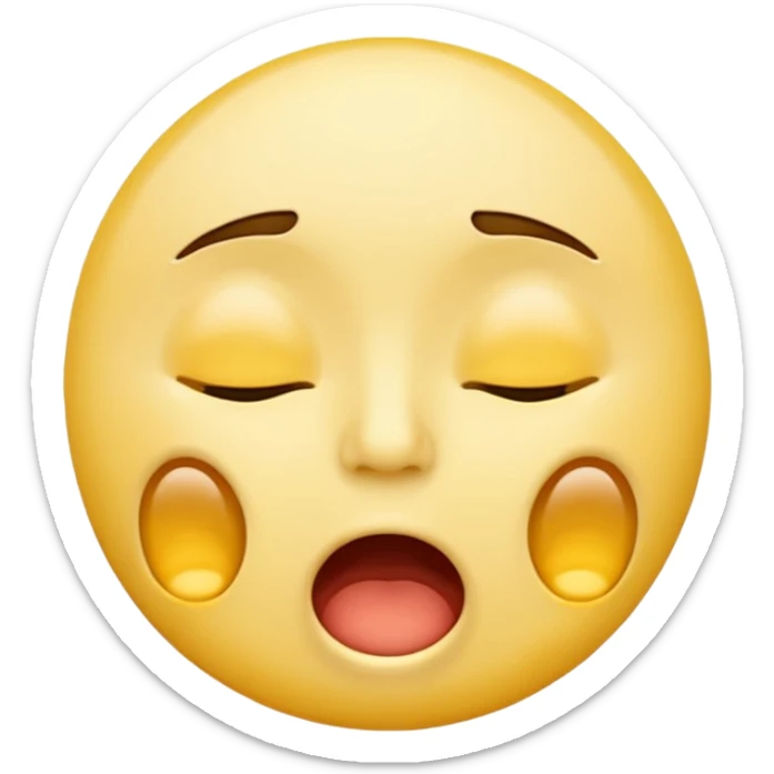 yellow face with tired, sleepy eyes and a small yawn, simple emoji style sticker