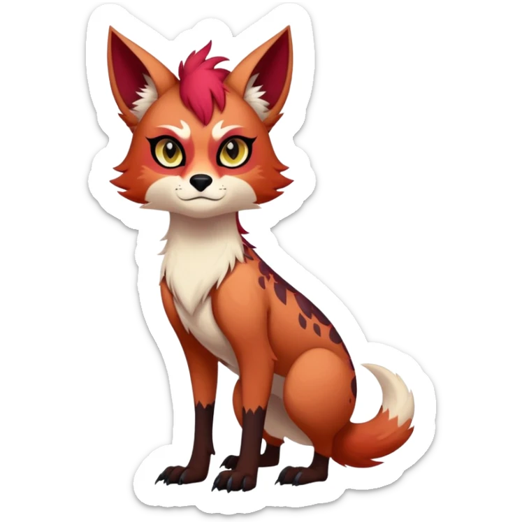 edgy badass cool Falvie-Fionbri-creature-fursona, full body, with random markings sticker