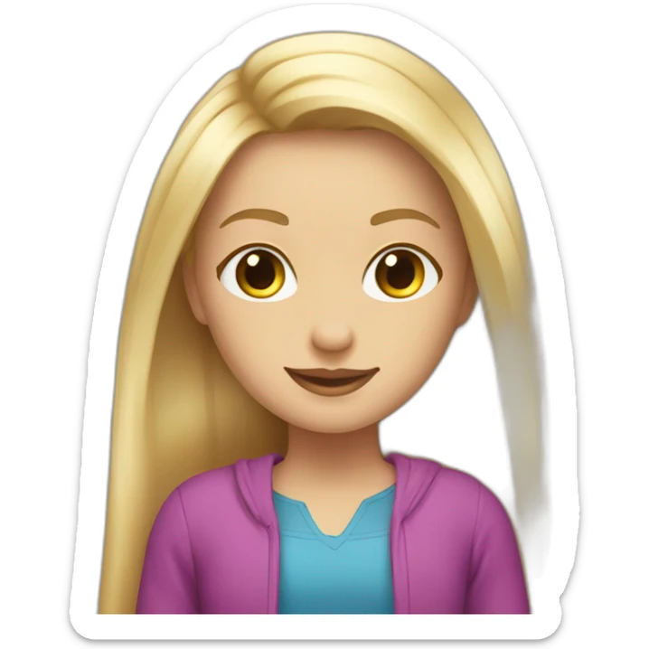 a girl with her beautiful floor length thick long blonde hair sticker