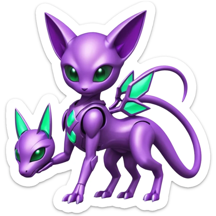 Futuristic armored cyber-Mewtwo-Sableye-Genesect-Deoxys-Espeon-alien-hybrid-fusion sticker