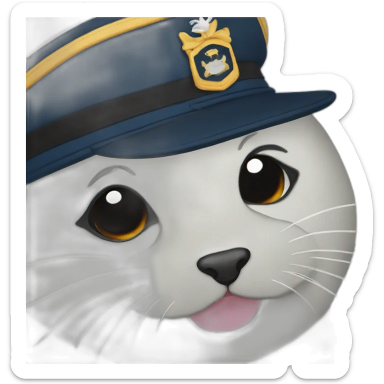 black seal with captain's boat cap wink of an eye sticker