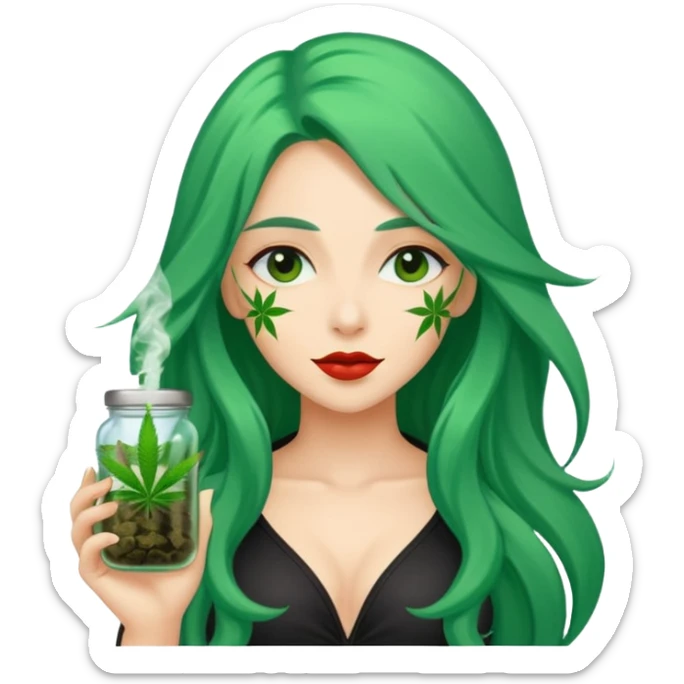 Woman with long green hair protector of weed sexy sticker
