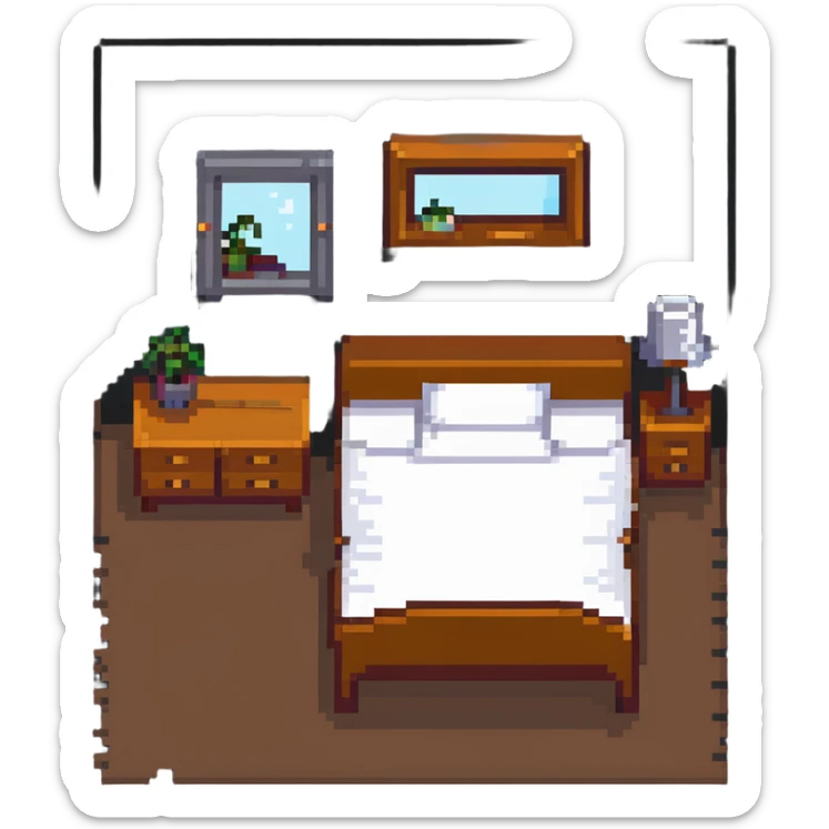 small bedroom with cute decor, cozy space aesthetic, pastel colors, plush toys, charming details sticker