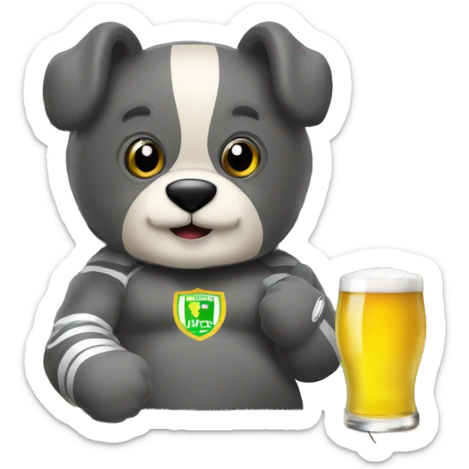 le marsupilam avec une bière a la main et un maillot du sporting de charleroi sticker