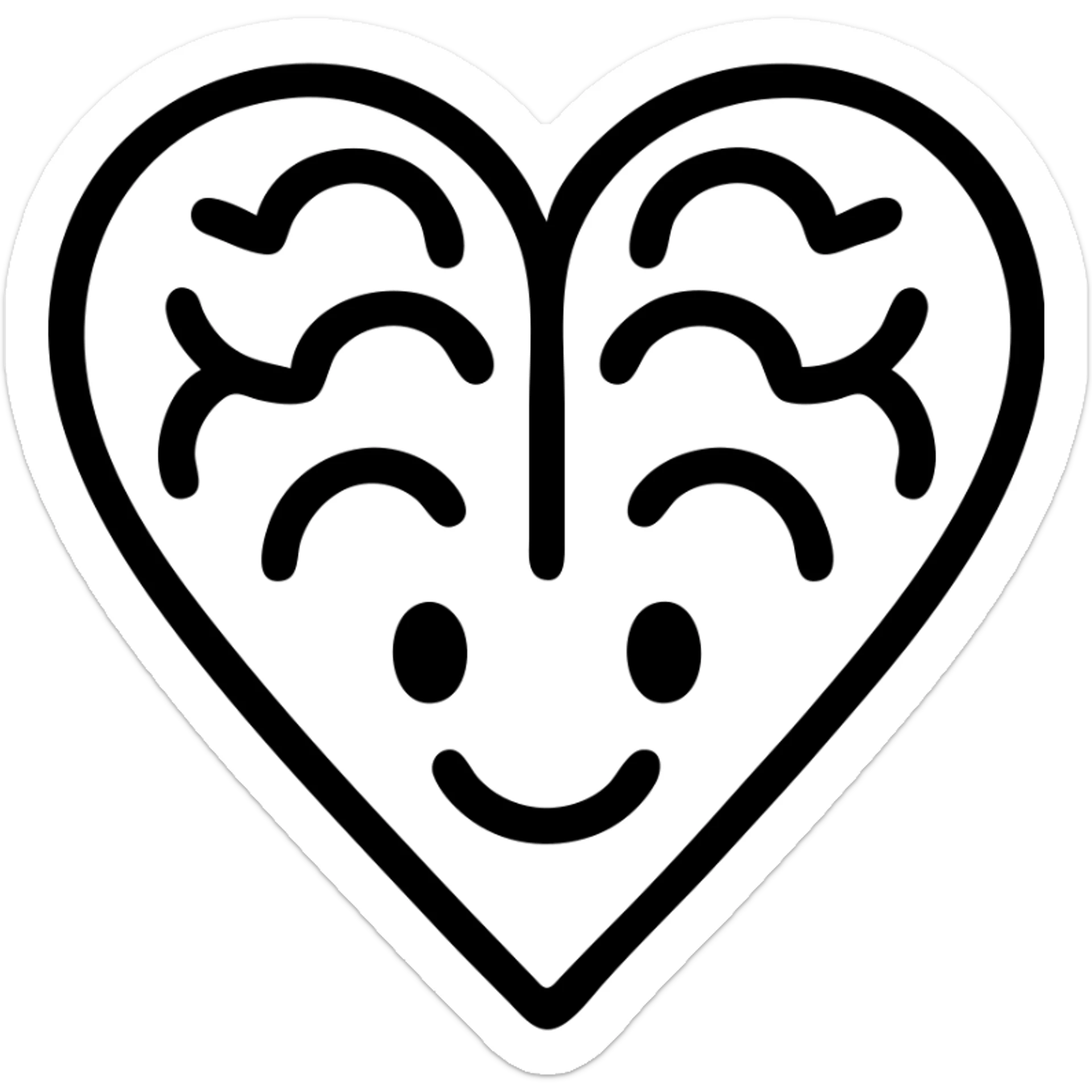 cartoon style icon of a heart-shaped brain, smiling, emoji for chat sticker