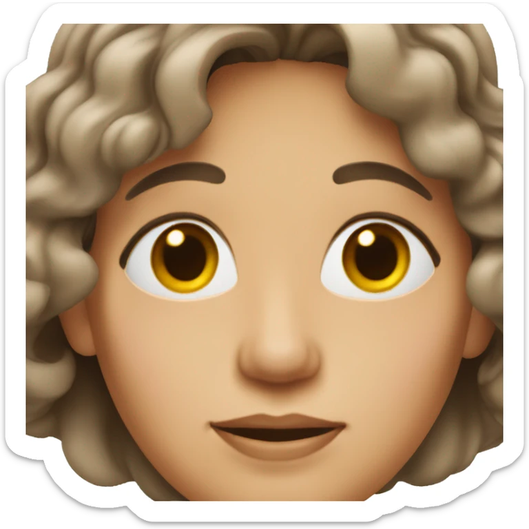 Middle aged woman with brown wavy shoulder length hair and brown eyes  sticker
