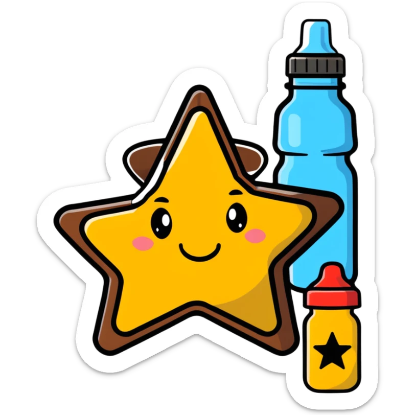 sheriff badge with star and baby feeding bottle in center sticker