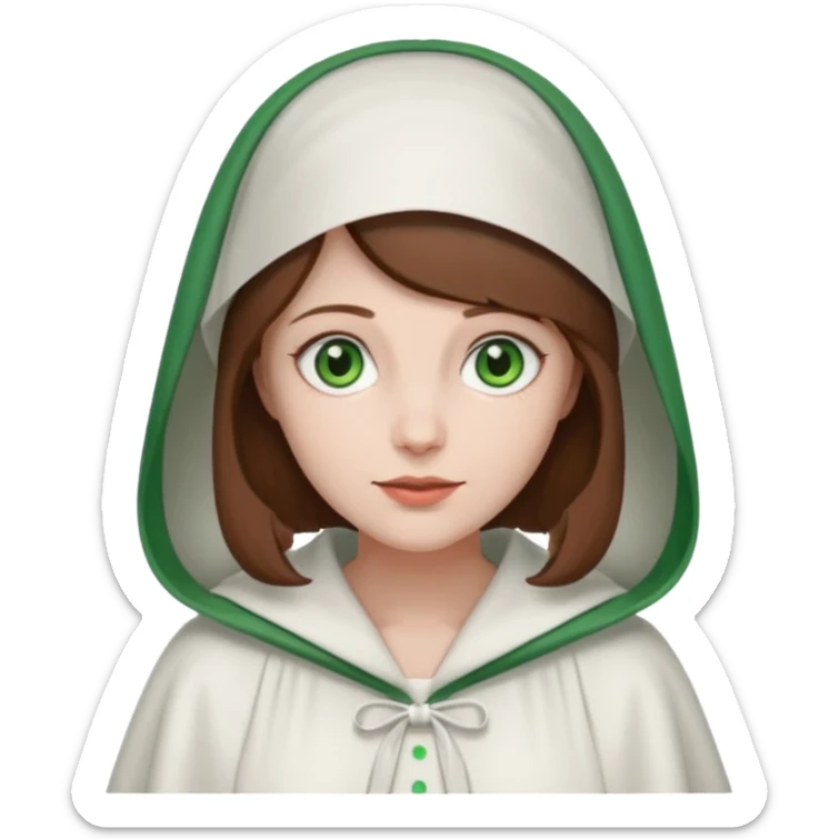 Handmaid woman with brown hair and green eyes sticker