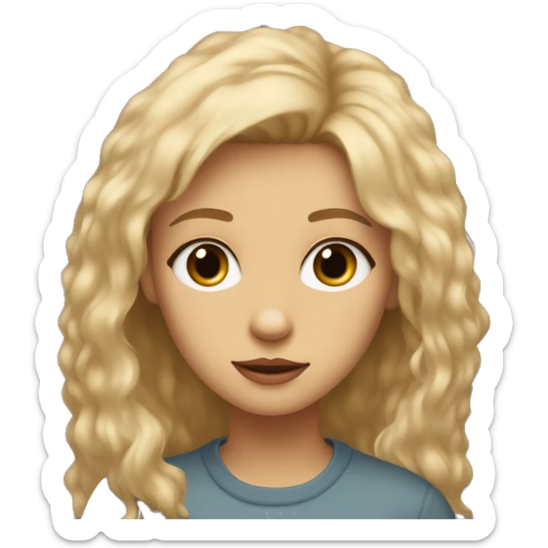 Blonde girl with Scruffy light brown medium sized dog with look into your soul human eyes sticker